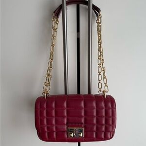 Michael Kors leather Channel-like Burgundy Shoulder and Crossbody Bag